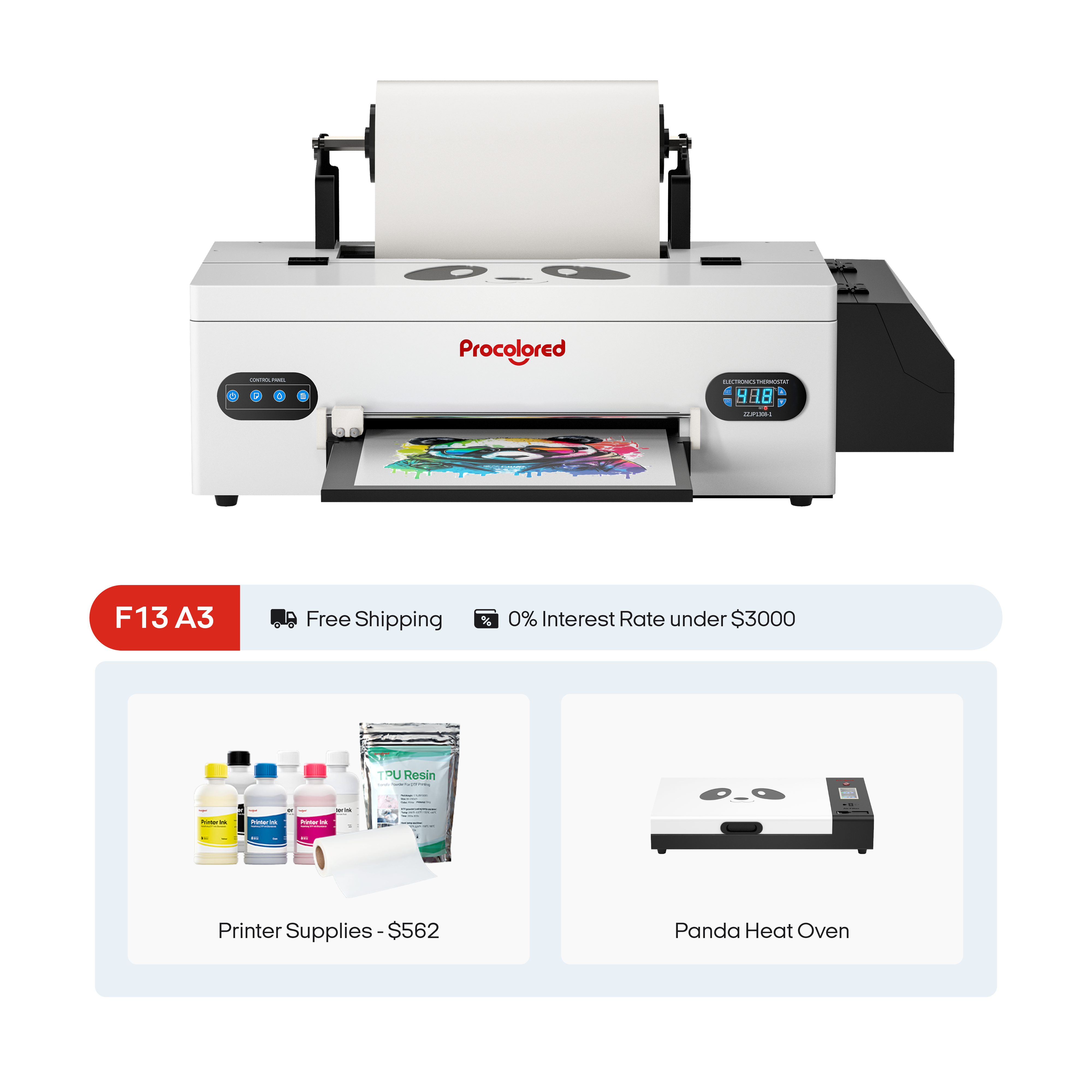 Procolored F13 Panda DTF Printer 13" A3 L1800 & Oven