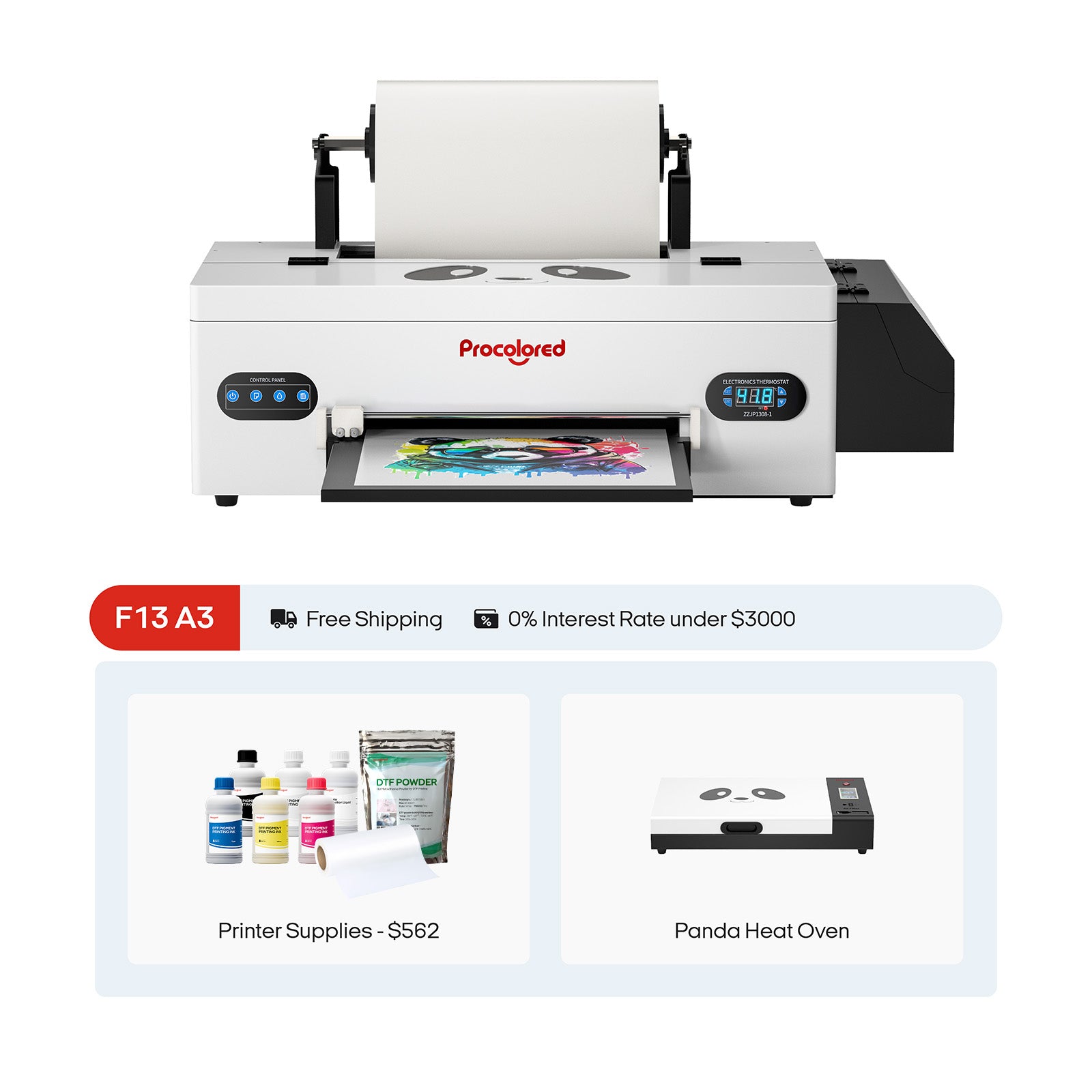 Procolored F13 Panda DTF Printer 13" A3 L1800 & Oven