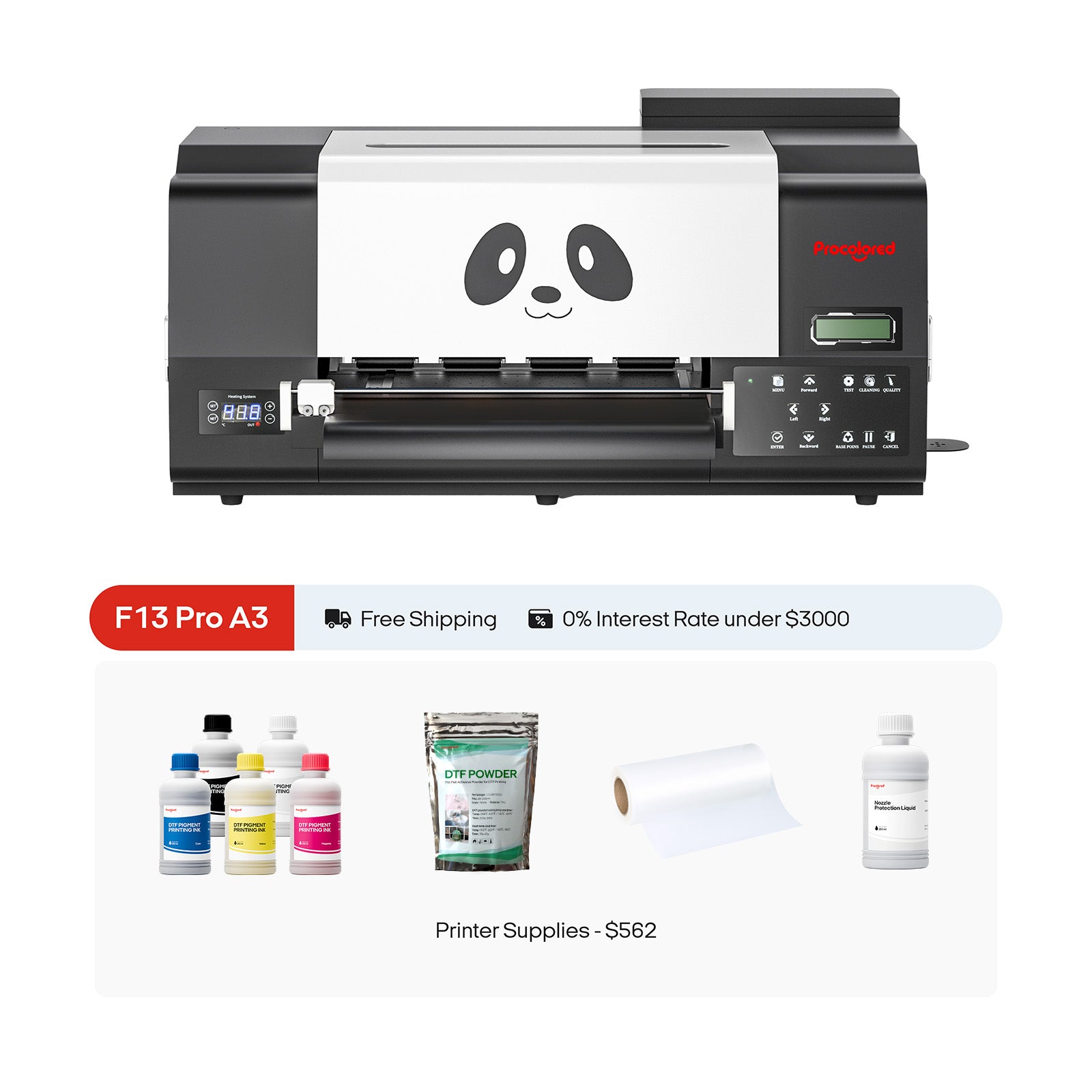 Procolored F13 Pro Panda DTF Printer 13" A3 Dual XP600