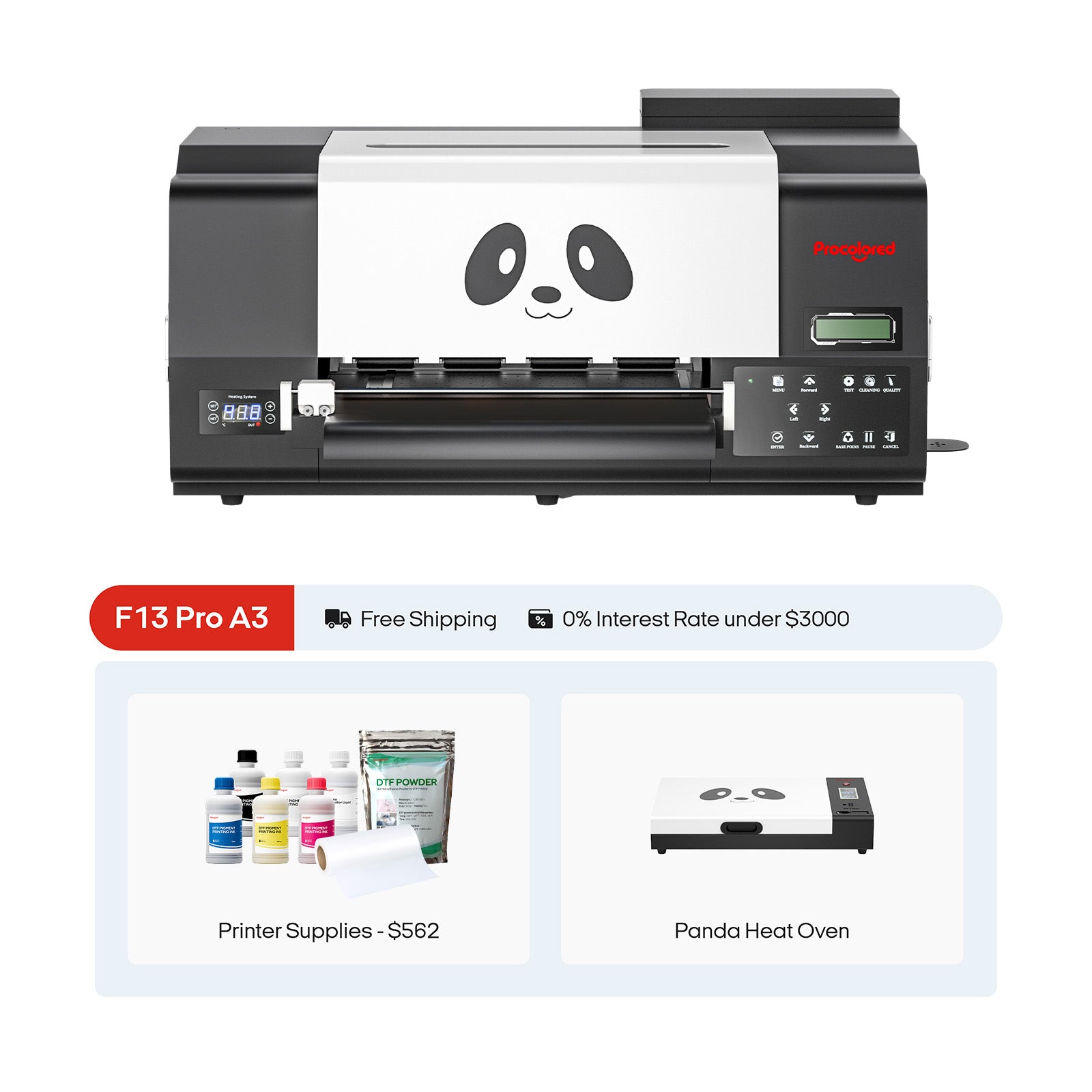 Procolored F13 Pro Panda DTF Printer 13" A3 Dual XP600 & Oven
