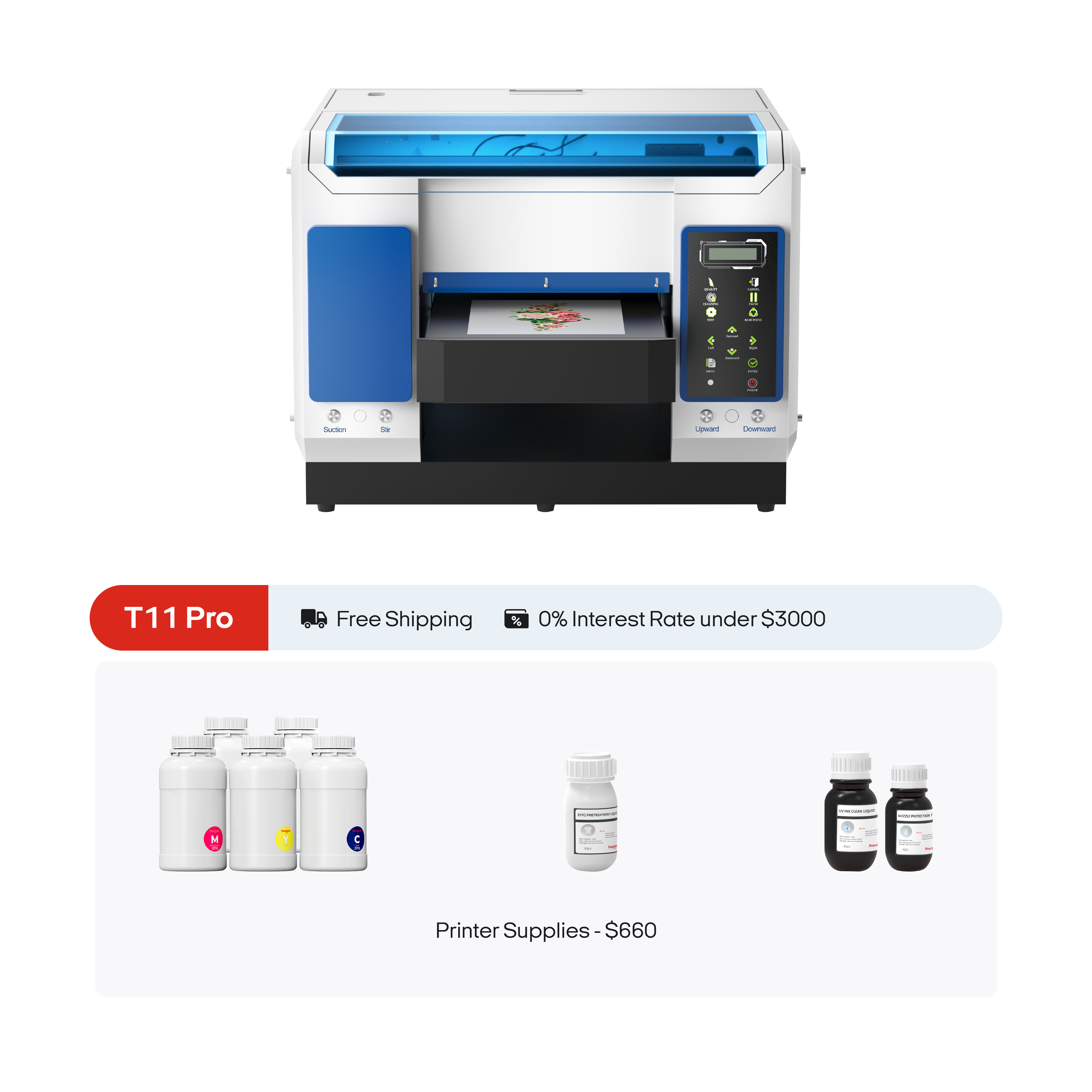 Tshirt Printing Machine Dual Heads A3 DTG Printer A3-Pro TX800*2 (11.8")