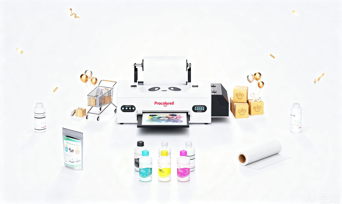 Procolored DTF printer with ink, transfer powder, and film