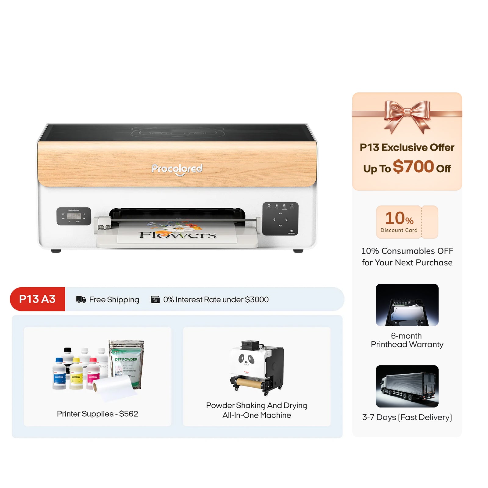 Procolored P13 DTF Printer 13" A3 XP600