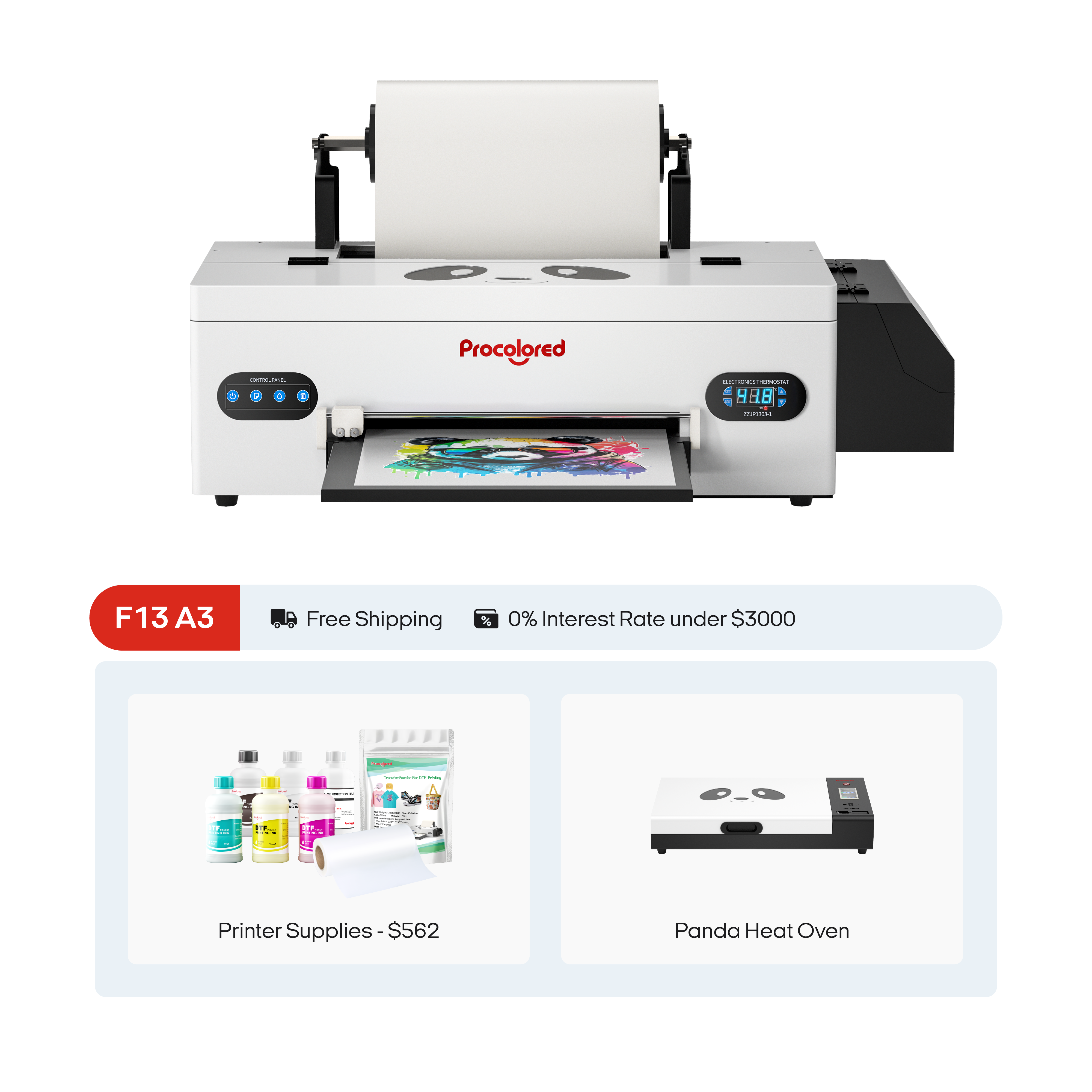 Procolored F13 Panda DTF Printer 13" A3 L1800 & Oven