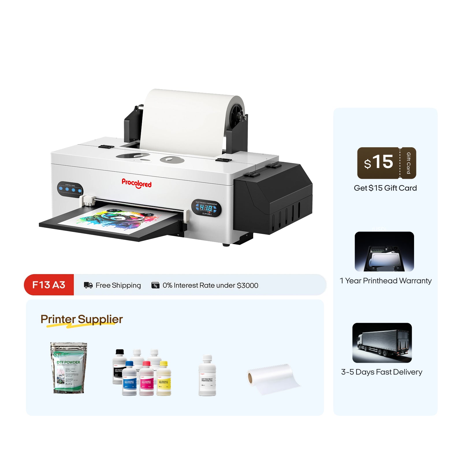 Procolored F13 Panda DTF Printer 13" A3 L1800