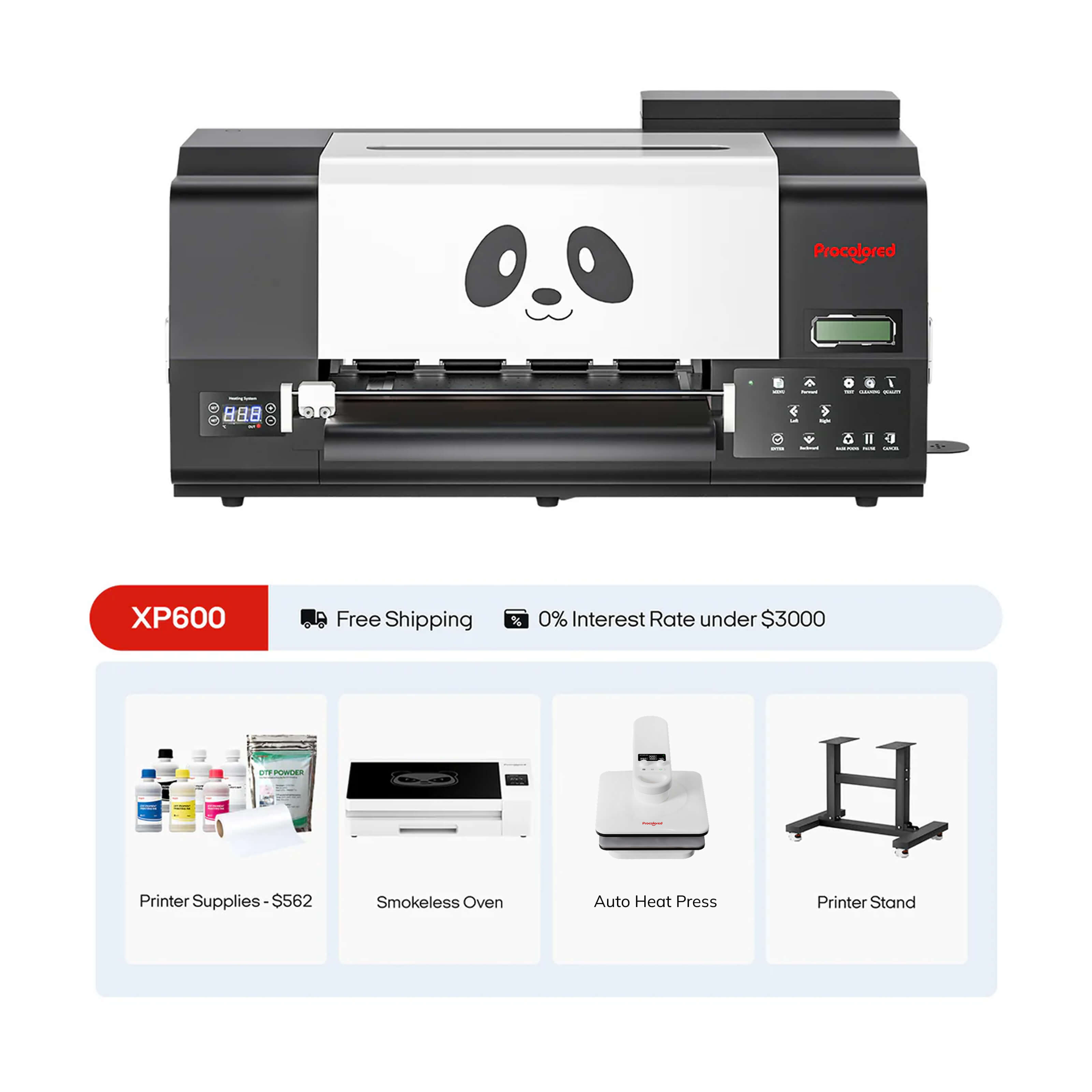 Procolored F13 Pro Panda DTF Printer 13" A3 Dual XP600 + Stand & Complete Bundle Premium