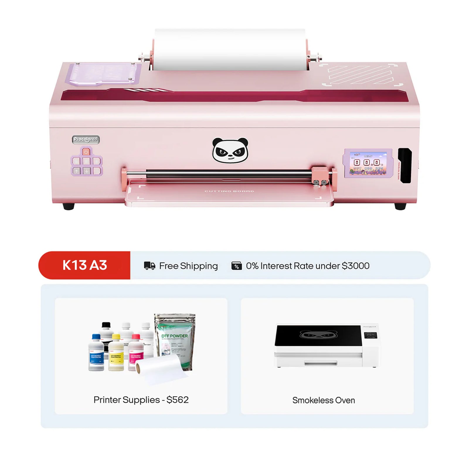Procolored K13 DTF Printer 13" A3 & Oven Premium- Pink