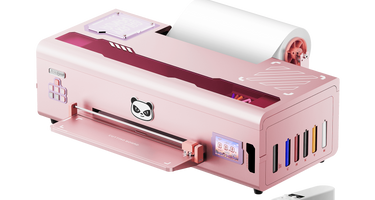 Pink DTF printer with smokeless oven and auto heat press machine for custom apparel printing business