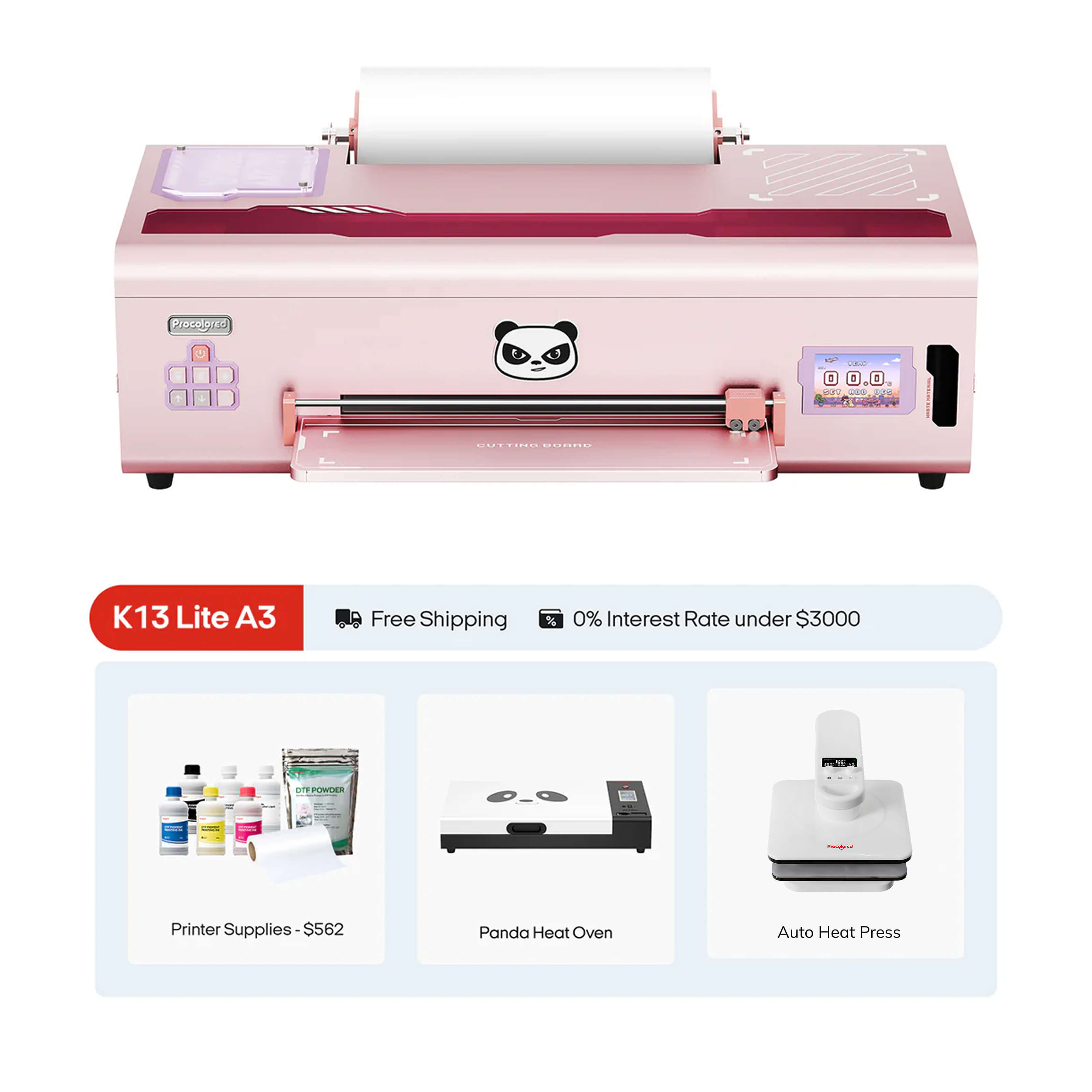 Procolored K13 Lite DTF Printer 13" A3 & Complete Bundle - Pink