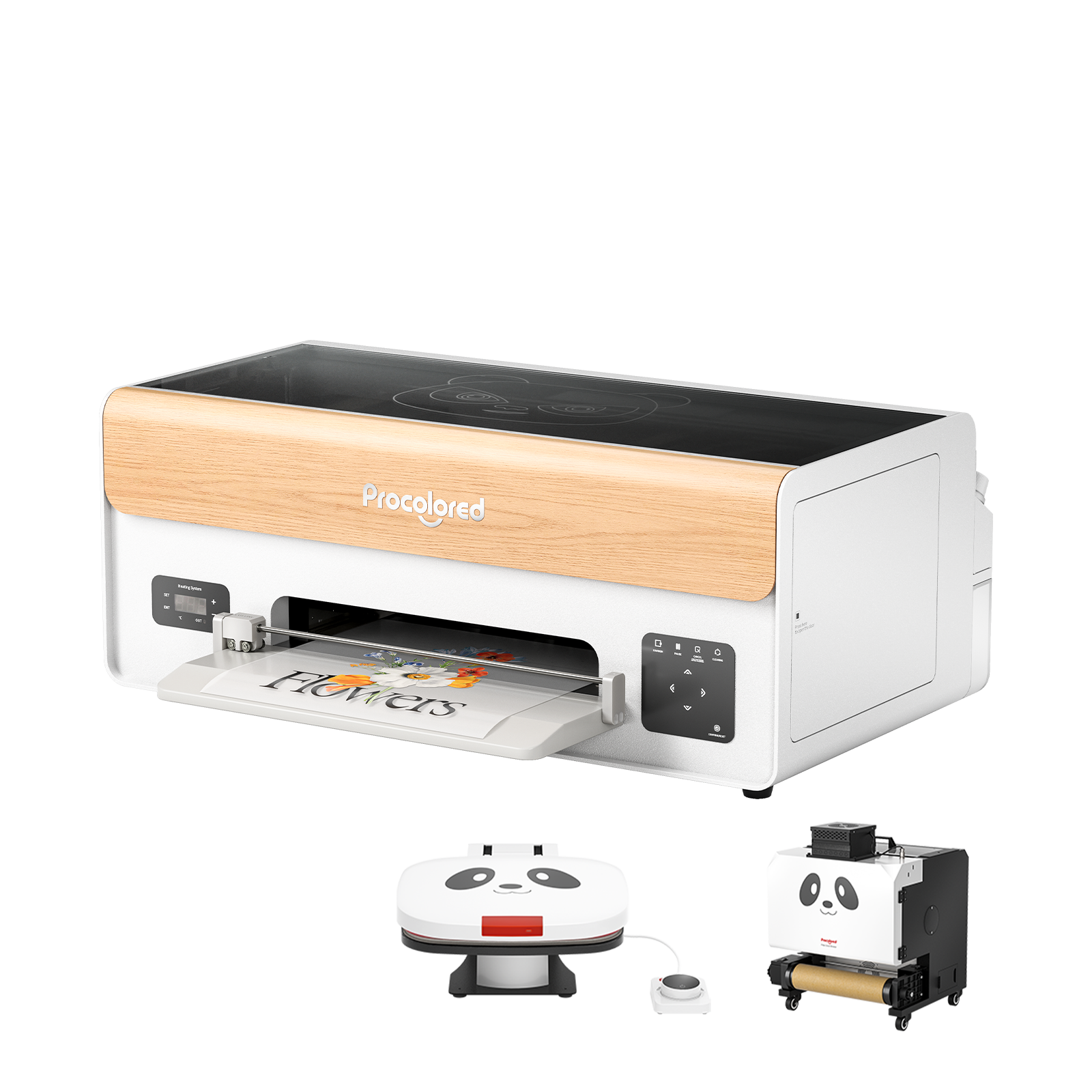 Procolored DTF machine with wooden-themed accessories 