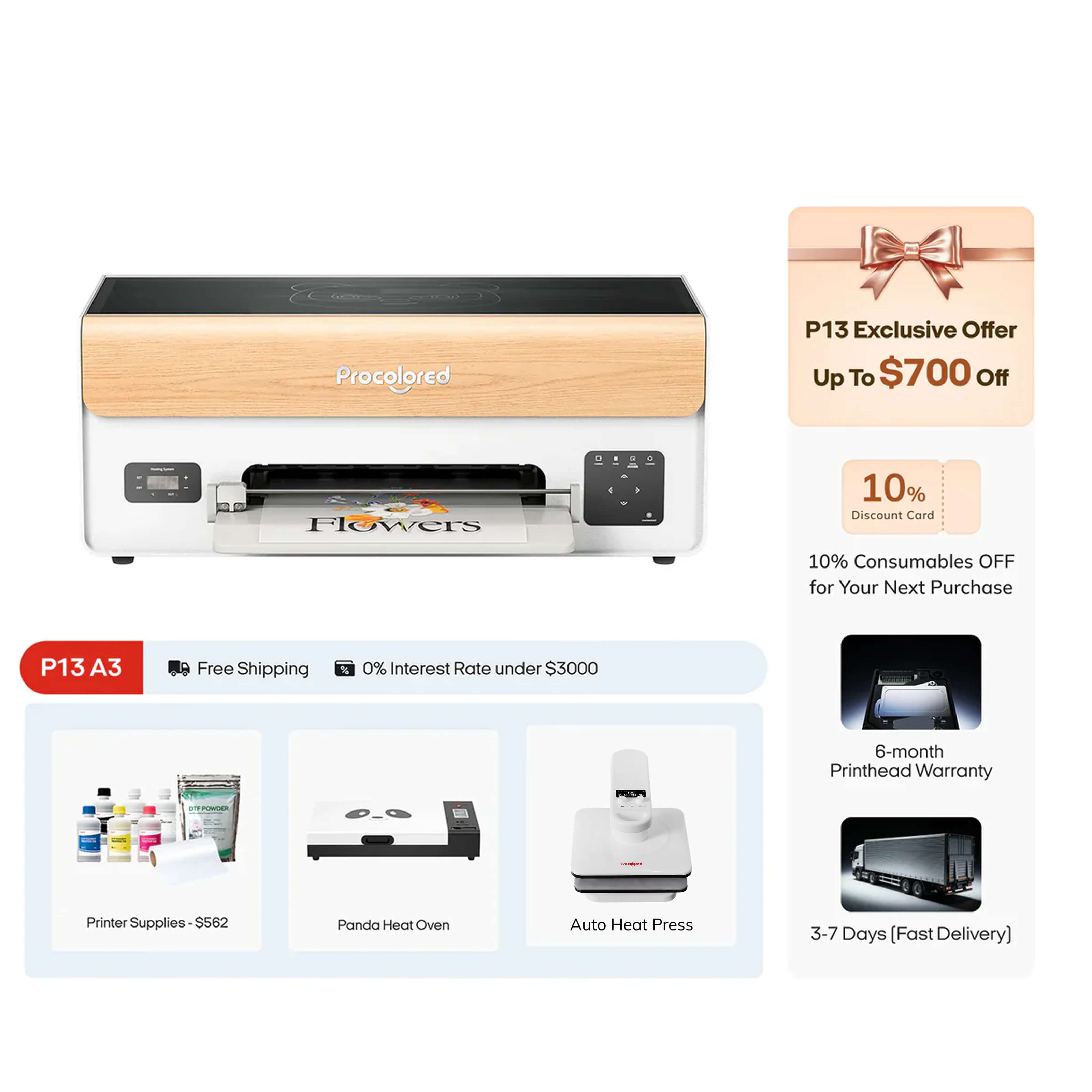 Procolored P13 DTF Printer 13" A3 XP600 & Complete Bundle