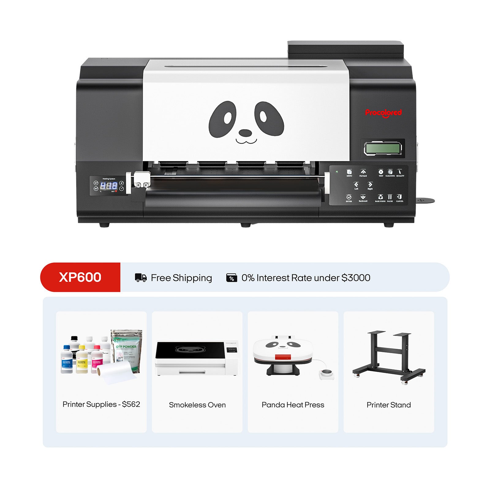 Procolored F13 Pro Panda DTF Printer 13" A3 Dual XP600 + Stand & Complete Bundle Premium
