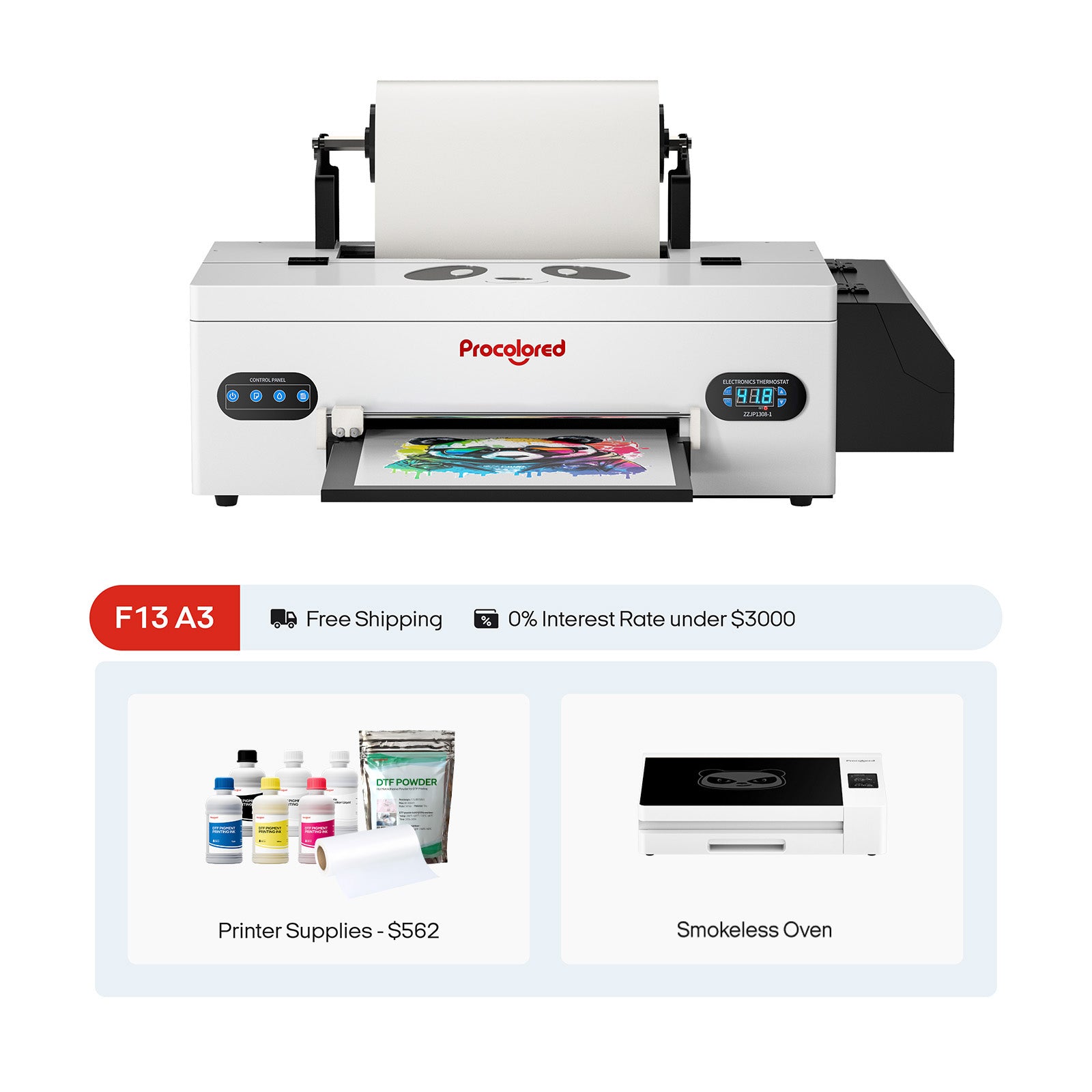 Procolored F13 Panda DTF Printer 13" A3 L1800 & Oven Premium