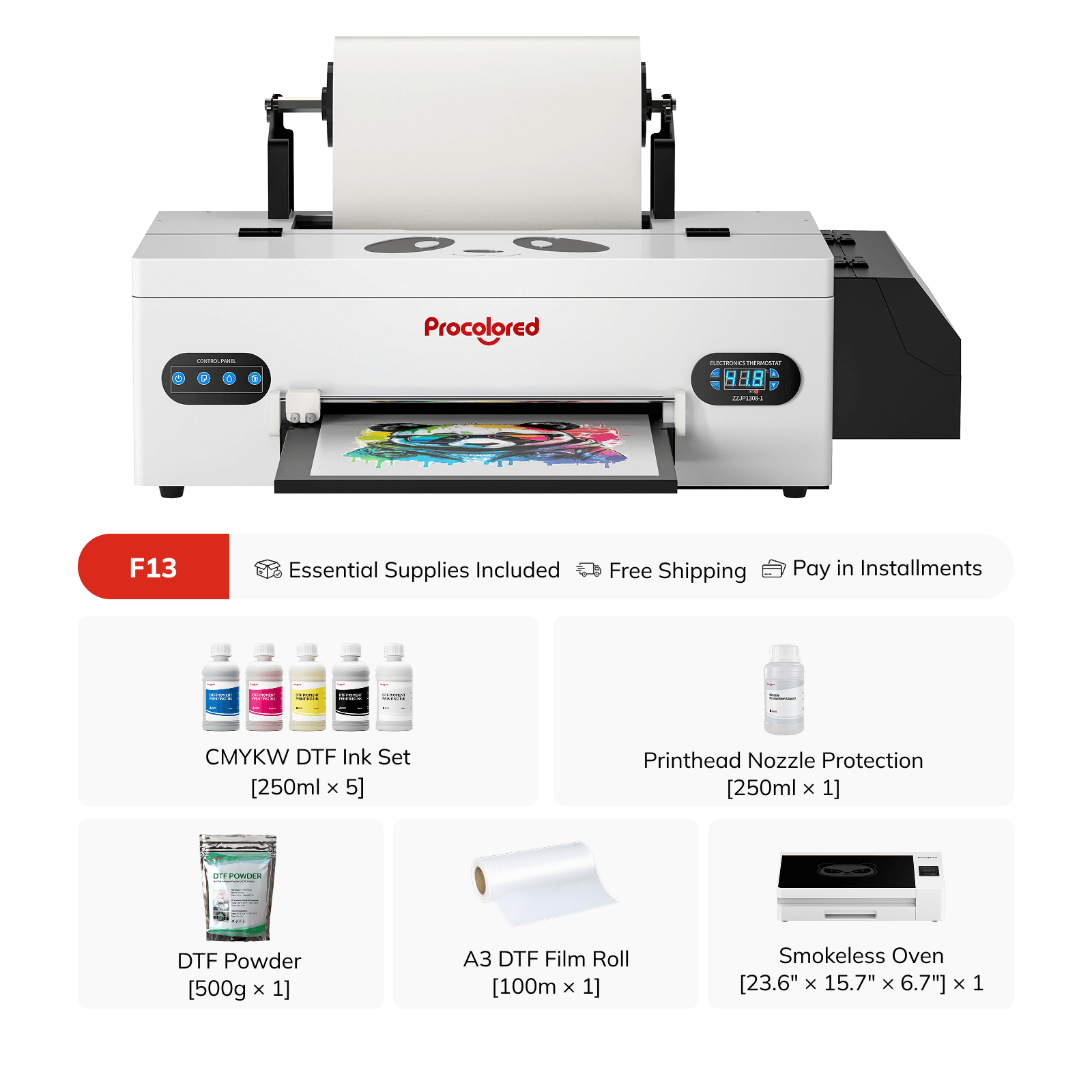 Procolored F13 Panda DTF Printer 13" A3 L1800 & Oven Premium