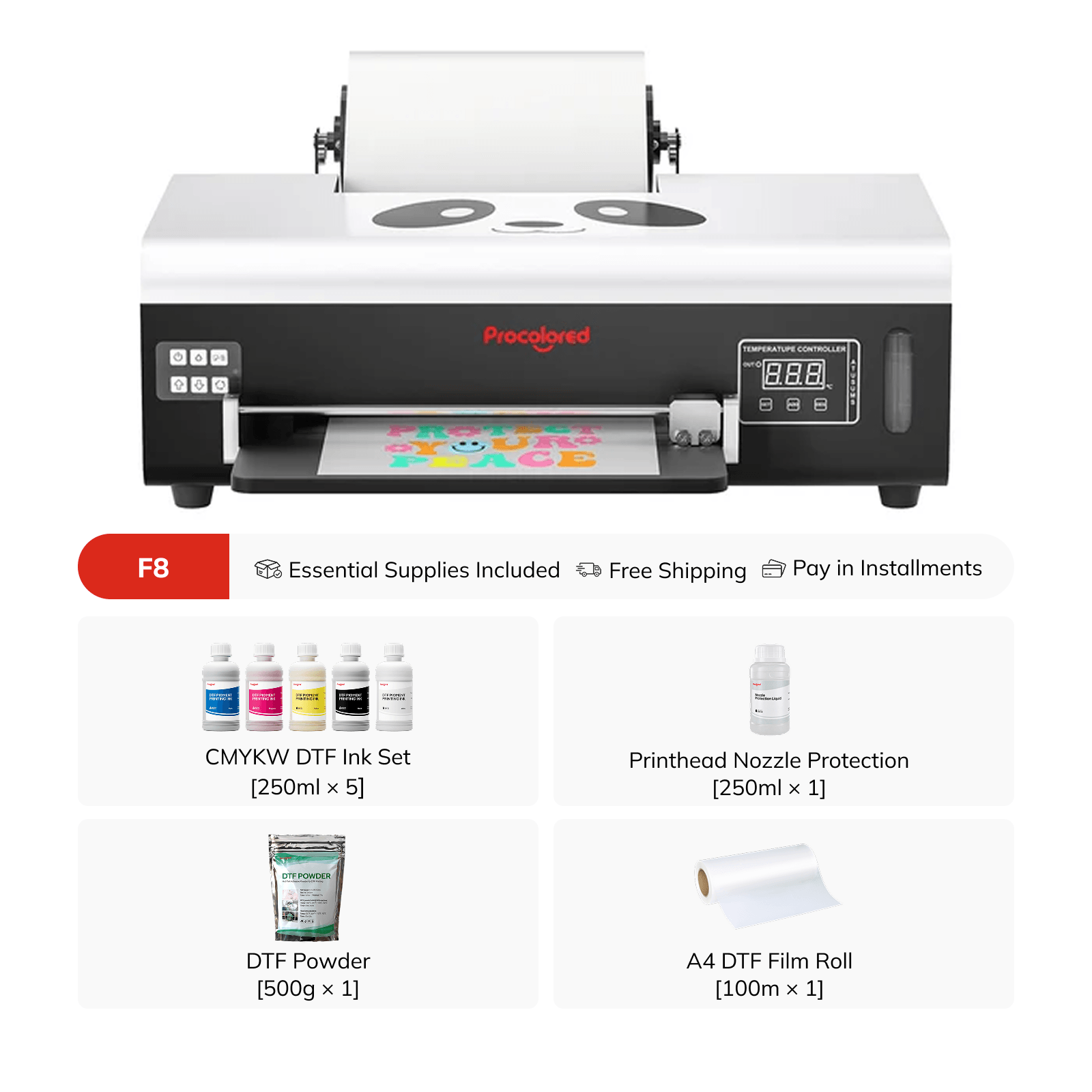 Procolored F8 Panda DTF Printer 8.2" A4 L800