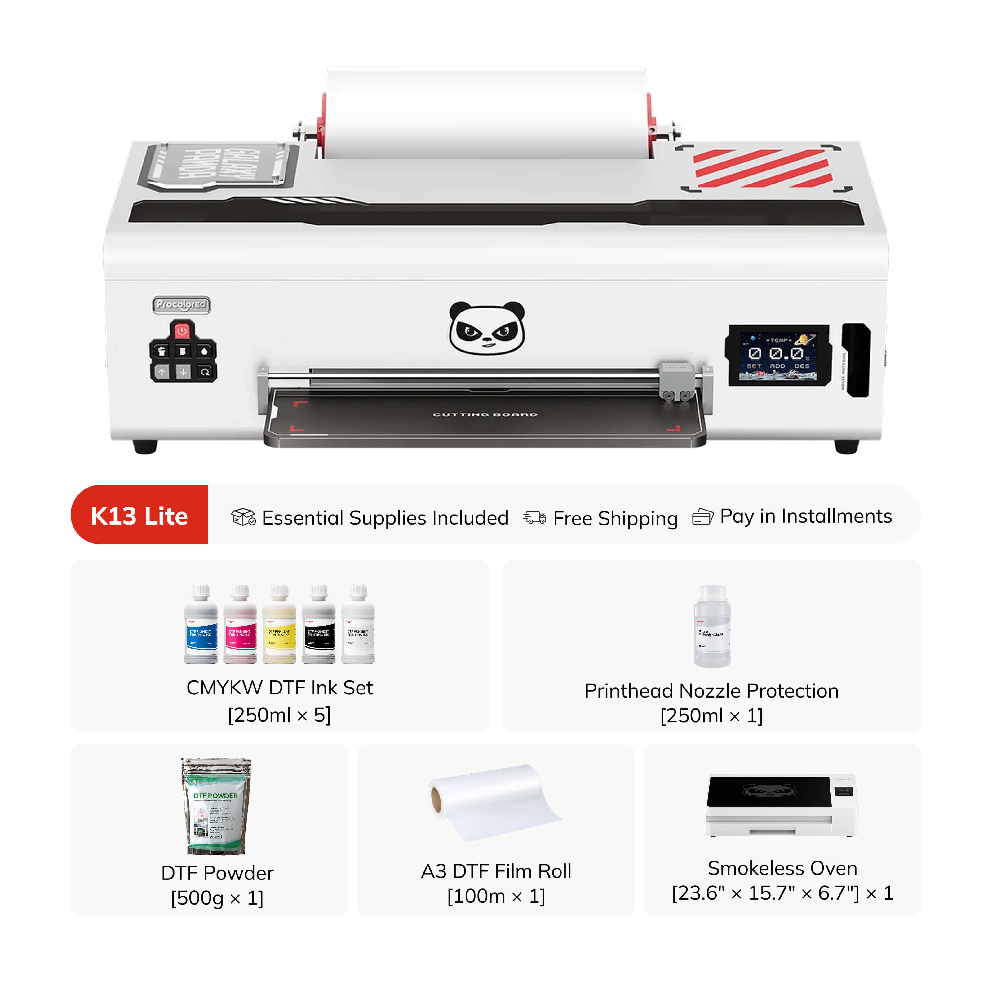 Procolored K13 Lite DTF Printer 13" A3 & Oven Premium - White