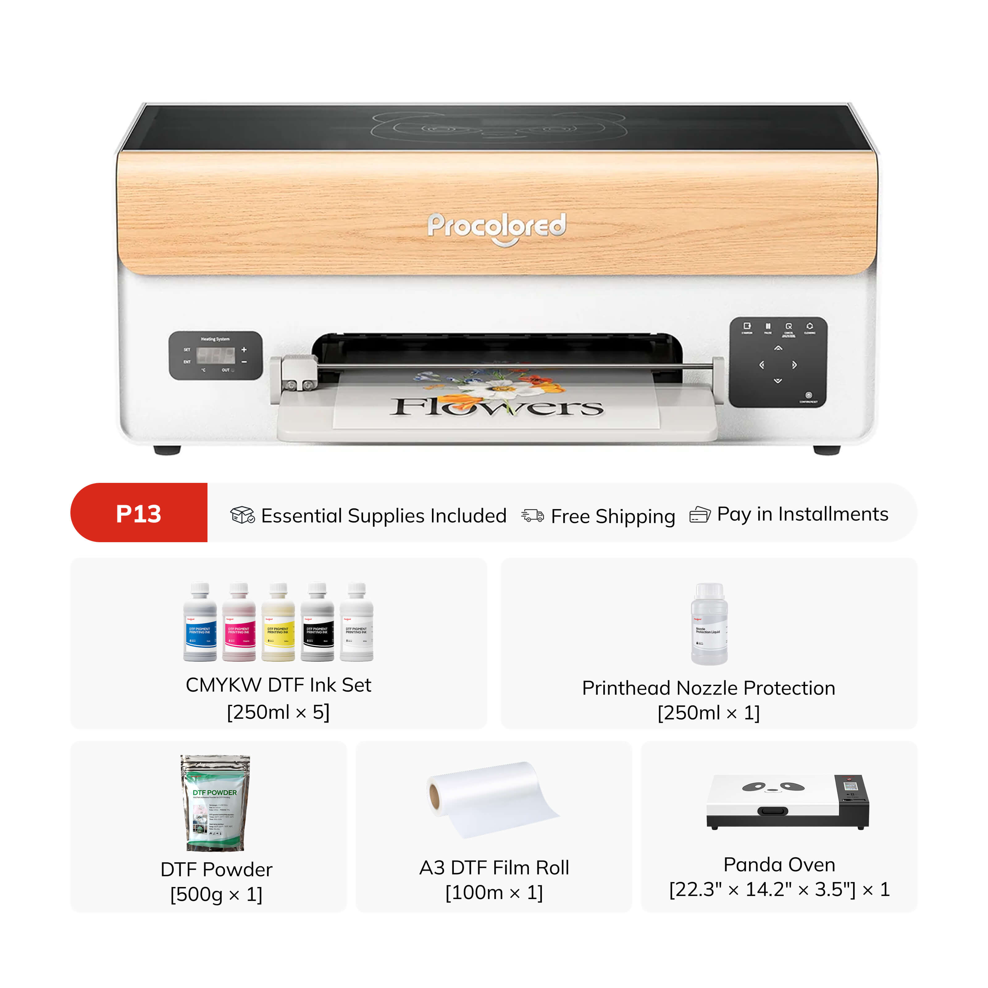 Procolored P13 DTF Printer 13" A3 XP600 & Oven