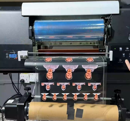 Procolored UV DTF printer in action producing Spot UV prints with precision and vibrant details.