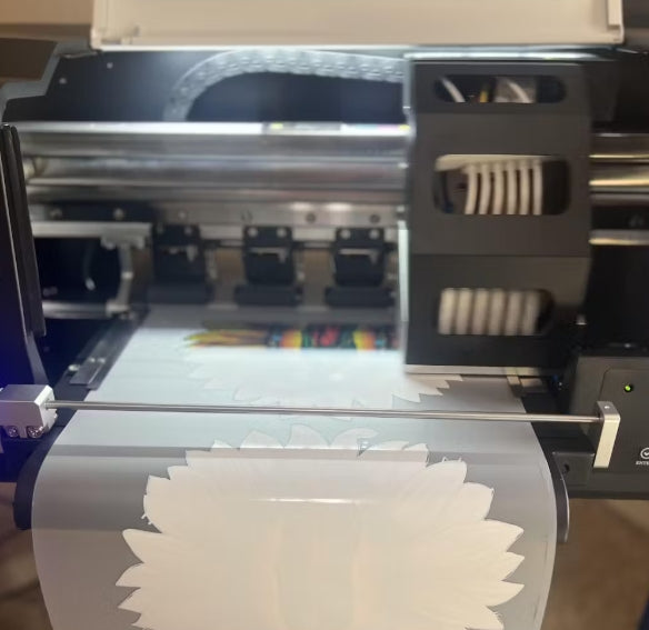 Professional DTF printer with dual printheads for color and white ink.